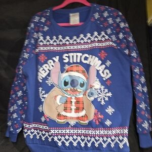 Disney Stitch Christmas Sweater - Blue and Red, lights works, 3xl